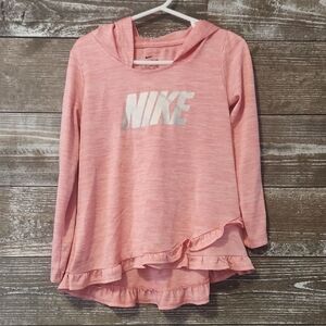 Nike Kids Pink Hooded Shirt with Ruffle Hem